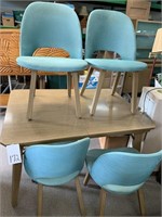 MID-CENTURY DINING TABLE W/ POP-UP LEAF & 6