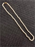 18" strand white pearls OCP 14k GOLD clasp