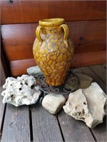 Gold Pot, Metal Stand and Rocks
