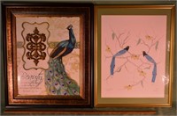 2 framed bird prints