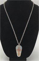 Nice Silver & Copper Cross Pendant on Chain