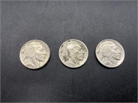 Vintage Buffalo Nickel Coins 1928, 192?, 1937