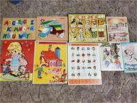 9 VINTAGE CHILDREN PUZZLES, ALL PIECES ACCOUNTED