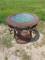 Decorative Round End Table with Beveled glass Top