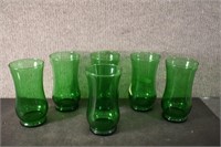 6 Anchor Hocking Forest Green Glasses