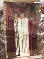 Pair of Burgundy one rod-pocket panel curtains