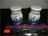 Blue Windmill Salt and Pepper Shakers
