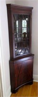 Elegant Mahogany Corner Curio Cabinet