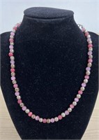18” Kim Rogers Silvertone and pink beaded