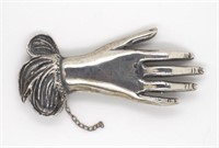 Victorian style silver hand brooch