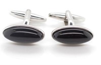 Sterling silver and onyx cufflinks