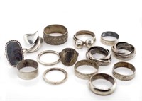 A group of silver rings
