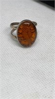 Owl stone design ring marked ZIV 925 ID sz 9