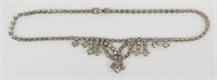 Antique Clear Rhinestone Silver Tone Necklace
