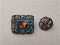 Vintage Micromosaic Brooch and Pin Set