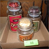 VINTAGE CANISTERS W/ DRIED BEANS IN LID