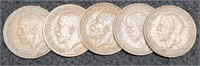 (5) U.K. British Large Pennies: