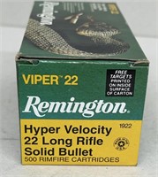 (500) rds. Remington Viper .22LR solid bullets box