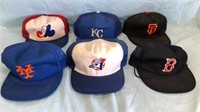 6 Vintage Baseball Hats Bluejays, Giants, Royals