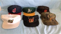 6 Vintage Hats A's, Indians, Padres