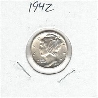 1942 U.S. Silver Mercury Dime
