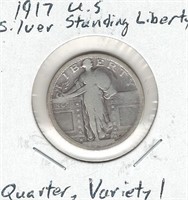 1917 U.S. Silver Standing Liberty Quarter -
