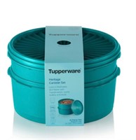 Tupperware Heritage 2pk 7.5c Canisters Green