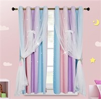 Qlans Rainbow Star Curtains, Double Layer Star