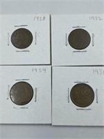 CANADA ONE CENT 1928, 1932, 1934 AND 1938