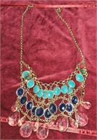 green, blue & pink stone necklace