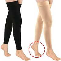 L  Sz L 20-30mmHg Black Thigh High Footless Compre