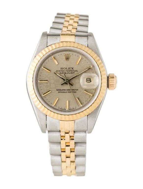 Rolex 18k Yellow Gold Lady Silver Dial Watch 26mm