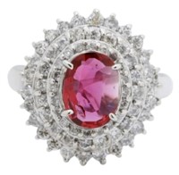 Platinum 2.05 ct GIA Natural Ruby & Diamond Ring