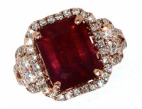 14k Gold 5.93 ct Ruby & Diamond Ring