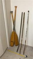 2 Oars & 3 Hockey Sticks