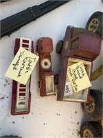 Tootsie fire truck (damaged), Tonka pressed metal