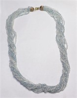 Vintage Blue & Clear Glass Seed Bead 18" Choker