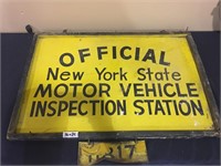 EARLY NYS INSPECTION SIGN DOUBLESIDED WITH FRAME