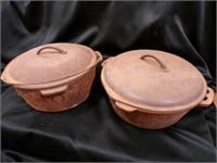 Cast Iron Dutch Ovens 1 with handle both with lids