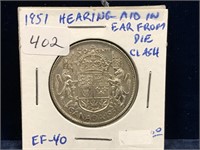 1951  Can Silver 50 Cent Piece  EF40