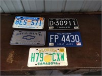 5 assorted license plates