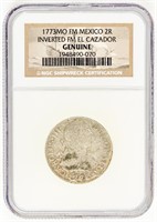Coin 1773Mo Mexico 2 Reales Shipwreck-NGC-Genuine