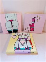 3 - PAINTINGS ON CANVAS - SIGNED
