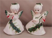 Two 1950's Lefton Christmas Angel figurines #6394,