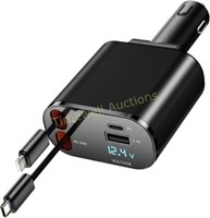 Retractable Car Charger  4 in 1 Fast Charging