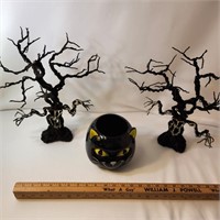 Halloween Trees & Cat Candy Bowl
