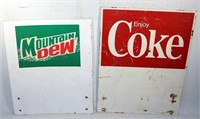 Mountain Dew & Coca-Cola Metal Cooler Plates