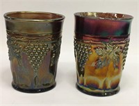 Pair Of Northwood Carnival Glass Grape Design Cups