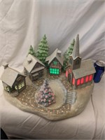 5 Lite Ceramic Christmas Village, Repaired