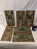 6 Heart of Dixie / Alabama License Plates, 2 Match